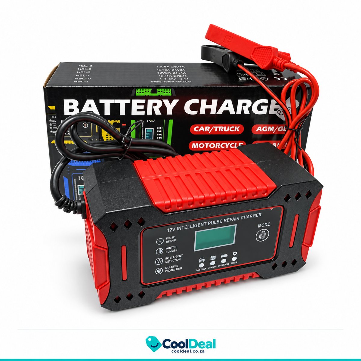 12V Intelligent Pulse Repair Battery Charger – Car, Truck, Motorcycle, AGM/GEL