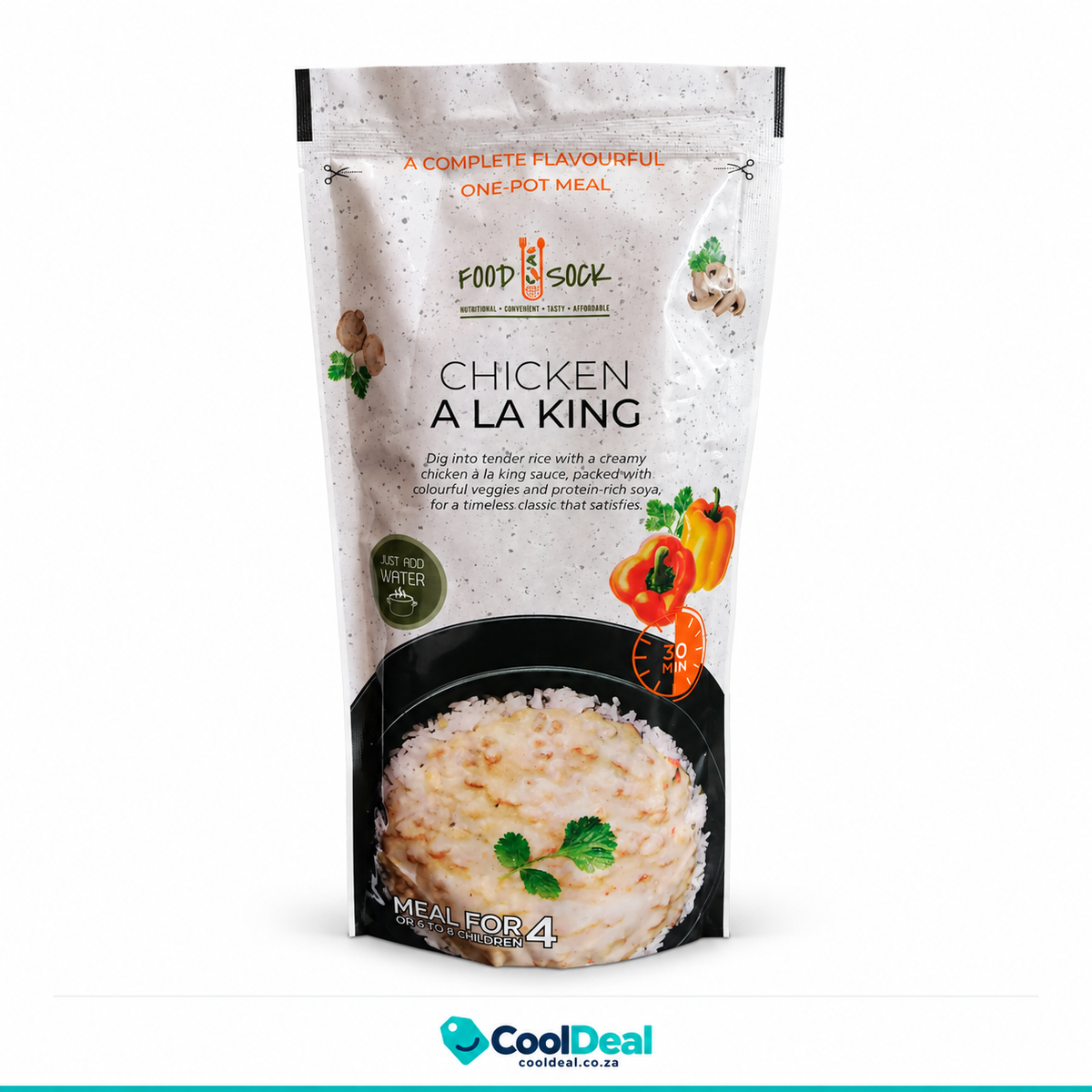 Food Sock Chicken a la King – Just Add Water One-Pot Meal | Feeds 4