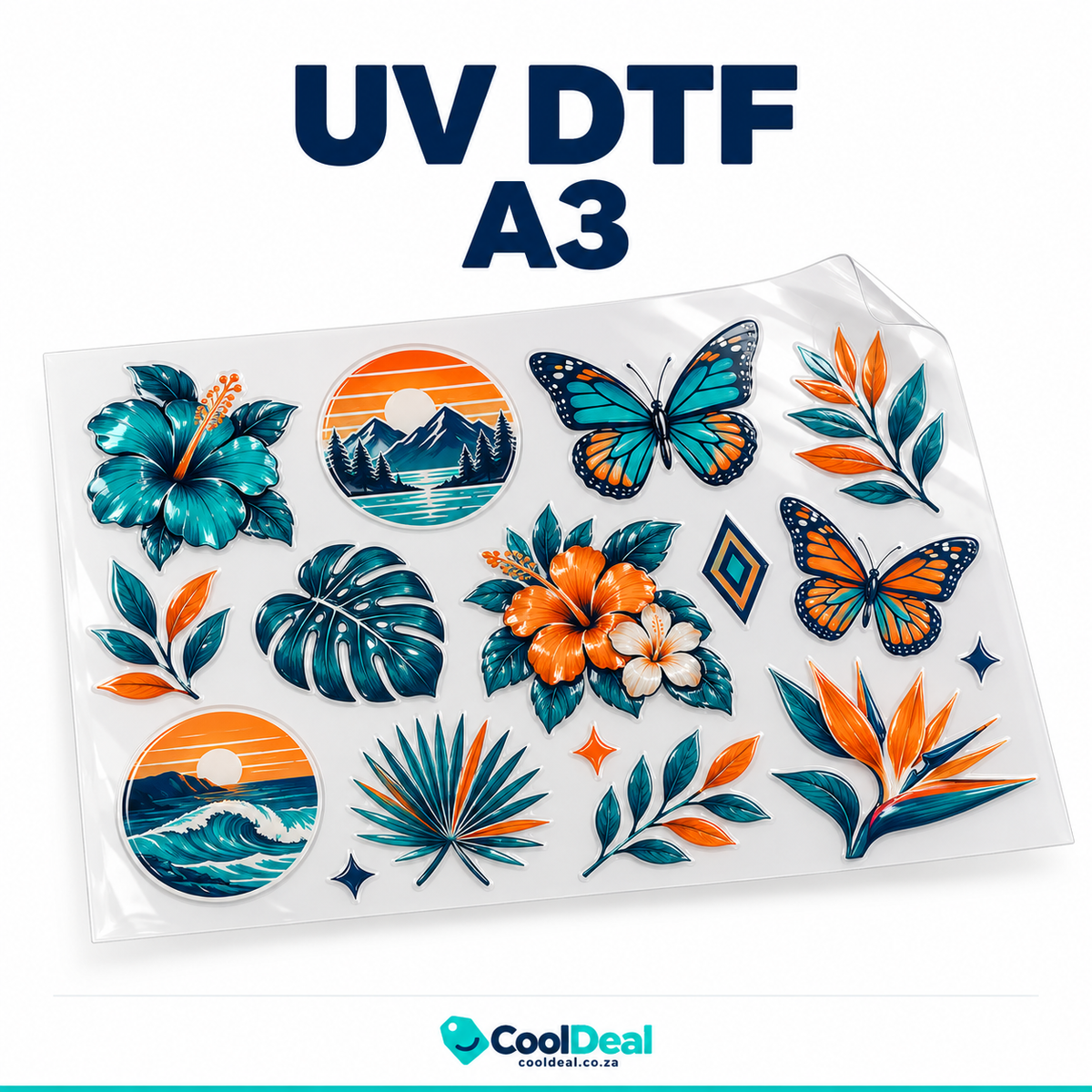 UV DTF Transfer Sheet – Upload Your Artwork | A4, A3, 300×500 & 300×900 mm