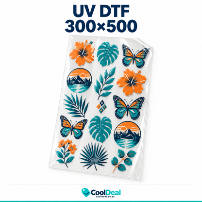 UV DTF Transfer Sheet – Upload Your Artwork | A4, A3, 300×500 & 300×900 mm