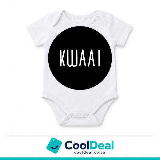 Kwaai funny baby onesie – white cotton babygrow by CoolDeal South Africa