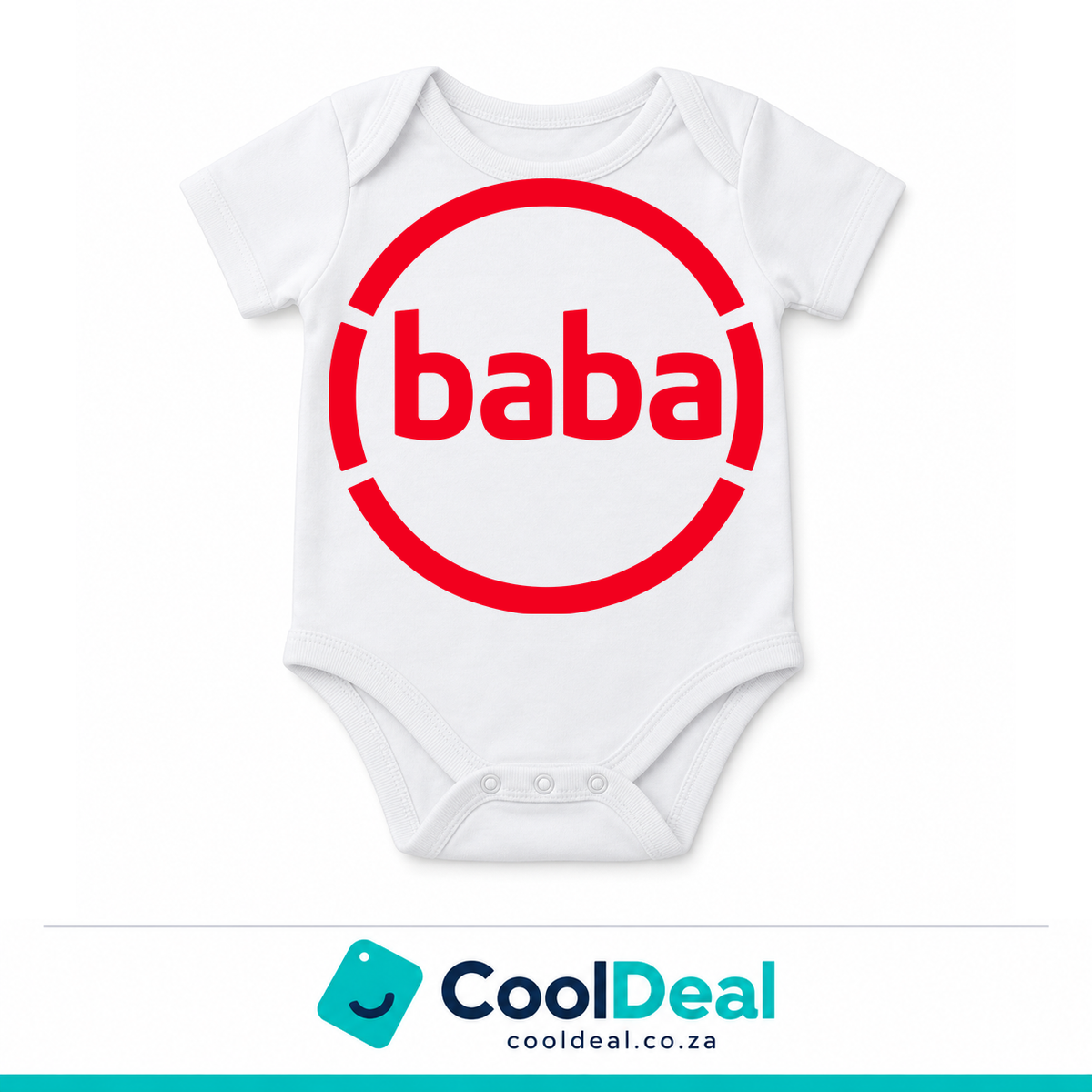 Baba funny baby onesie – white cotton babygrow by CoolDeal South Africa