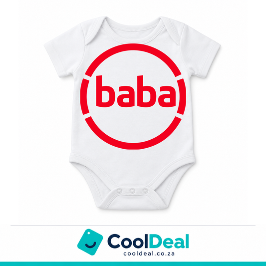 Baba funny baby onesie – white cotton babygrow by CoolDeal South Africa