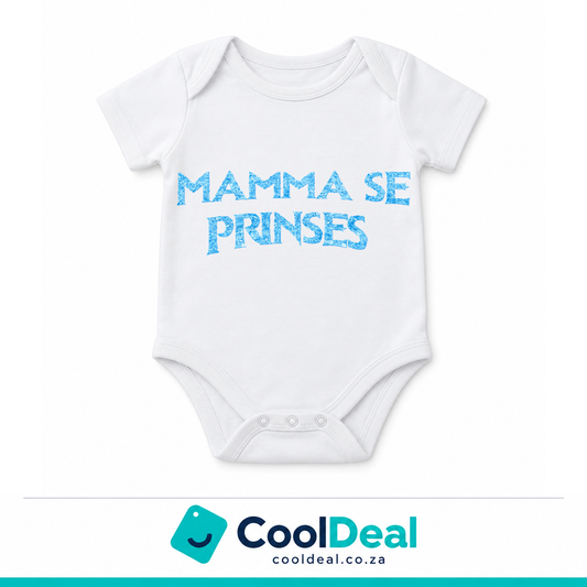 Mamma se Prinses funny baby onesie – white cotton babygrow by CoolDeal South Africa