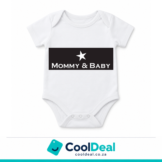 Mommy & Baby funny baby onesie – white cotton babygrow by CoolDeal South Africa