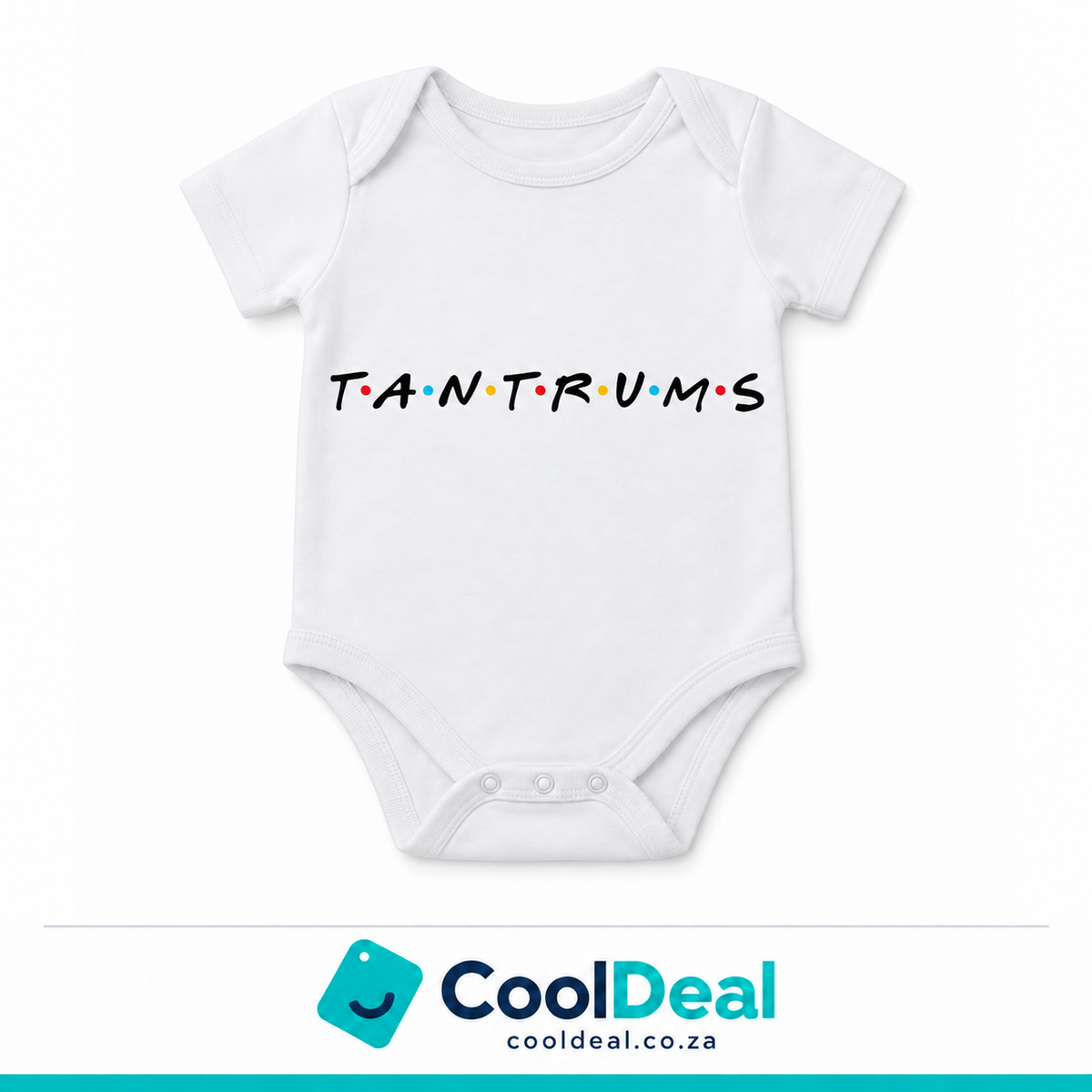 Tantrums funny baby onesie – white cotton babygrow by CoolDeal South Africa