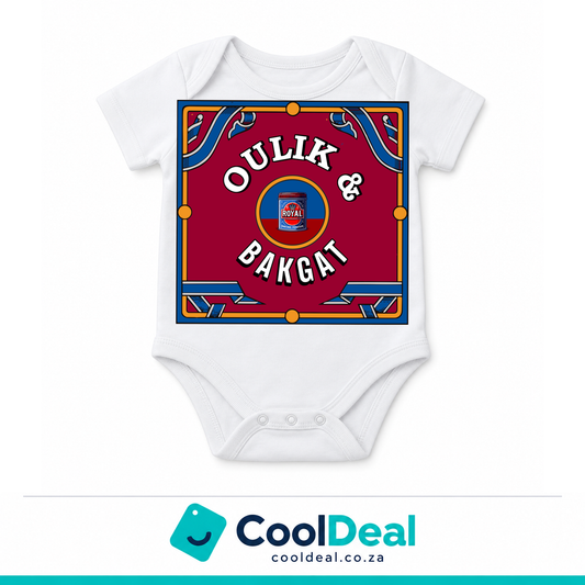 Oulik & Bakgat funny baby onesie – white cotton babygrow by CoolDeal South Africa