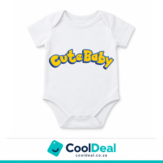 Cute Baby funny baby onesie – white cotton babygrow by CoolDeal South Africa