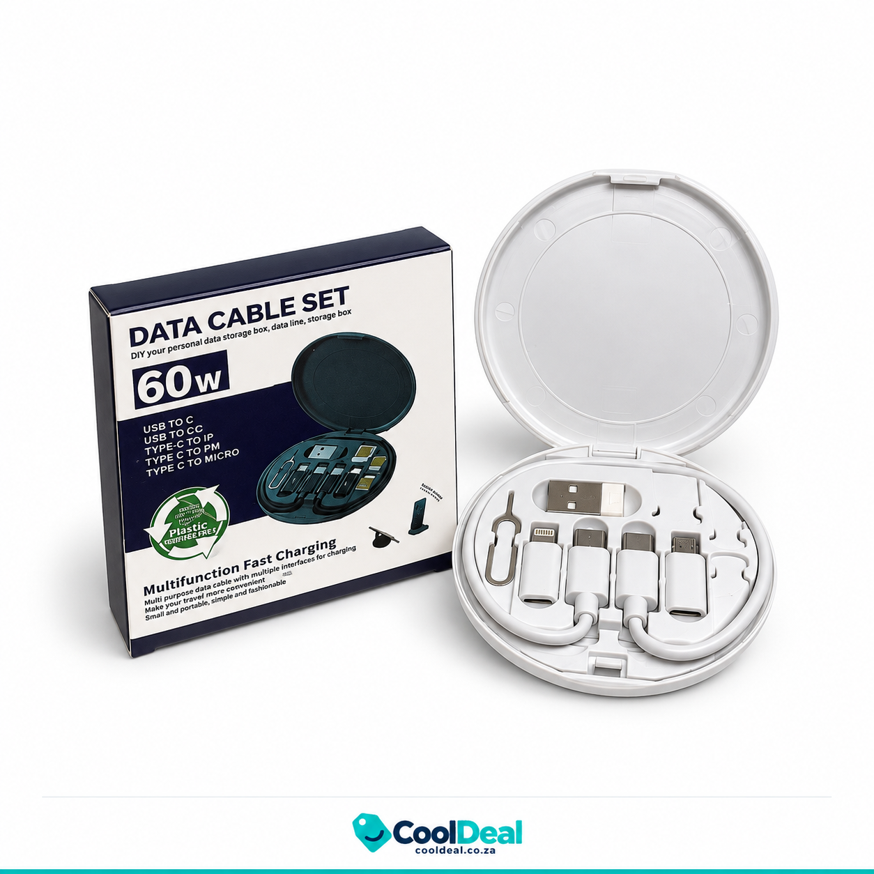 60W Fast Charging Data Cable Set – All-in-One Travel Kit with Storage Case