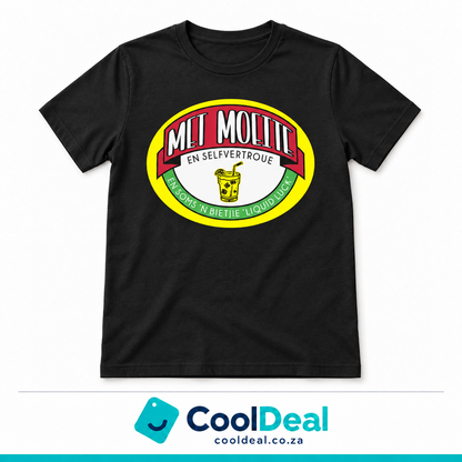 “Met Moeite” – En Selfvertroue, En Soms 'n Bietjie Liquid Luck | Funny Afrikaans T-Shirt