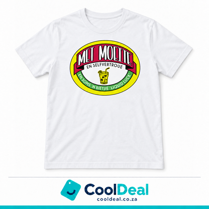 “Met Moeite” – En Selfvertroue, En Soms 'n Bietjie Liquid Luck | Funny Afrikaans T-Shirt